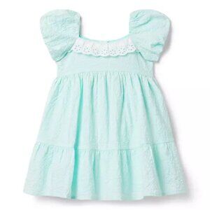 Janie and Jack Mint Eyelet Trim Puff Sleeve Dress & Matching Headband NWT Size